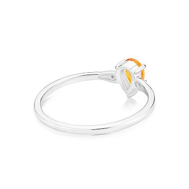 Gemistry 14k White Gold Citrine & White Topaz Pear Right Hand Ring