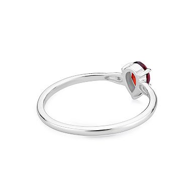 Gemistry 14k White Gold Garnet & White Topaz Pear Right Hand Ring