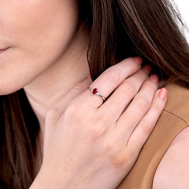 Gemistry 14k White Gold Garnet & White Topaz Pear Right Hand Ring