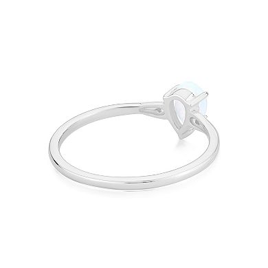 Gemistry 14k White Gold Opal & White Topaz Pear Right Hand Ring