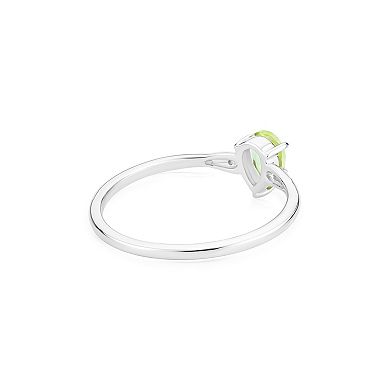 Gemistry 14k White Gold Peridot & White Topaz Pear Right Hand Ring