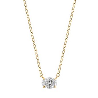 Arctic Clear 14k Gold 1/3 Carat T.W. Oval Cut Lab-Grown Diamond Pendant Necklace