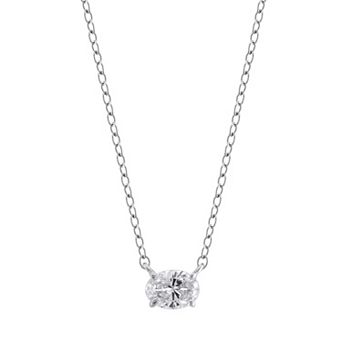 Arctic Clear 14k Gold 1/3 Carat T.W. Oval Cut Lab-Grown Diamond Pendant Necklace