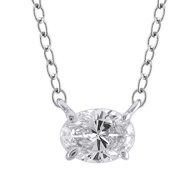 Arctic Clear 14k Gold 1/3 Carat T.W. Oval Cut Lab-Grown Diamond Pendant Necklace
