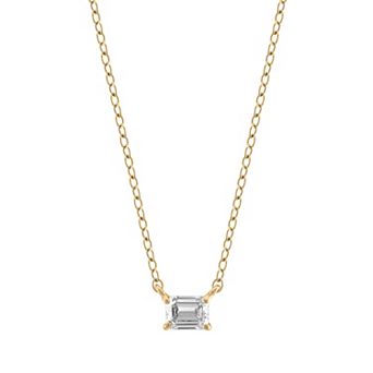 Arctic Clear 14k Gold 1/3 Carat T.W. Emerald Cut Lab-Grown Diamond Solitaire Pendant Necklace