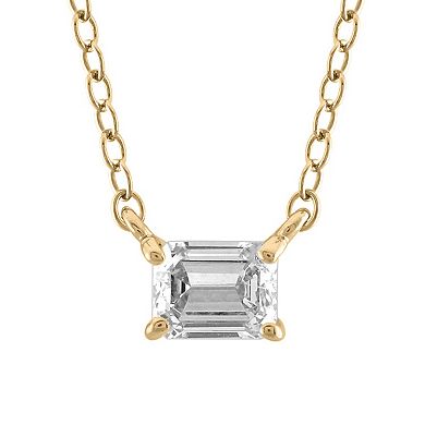 Arctic Clear 14k Gold 1/3 Carat T.W. Emerald Cut Lab-Grown Diamond Solitaire Pendant Necklace