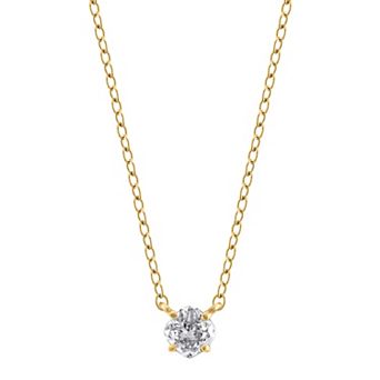 Arctic Clear 14k Gold 1/3 Carat T.W. Cushion Cut Lab-Grown Diamond Solitaire Pendant Necklace