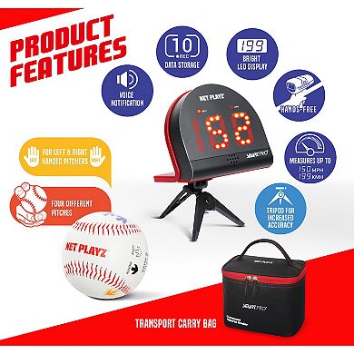 Net Playz Baseball Pitch Trainer Speed Radar and Finger Placement Markers Baseball Kit