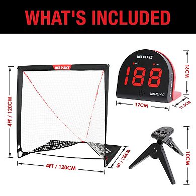 Net Playz Lacrosse Training Equipment, Practice Net and Speed Radar Gift Set