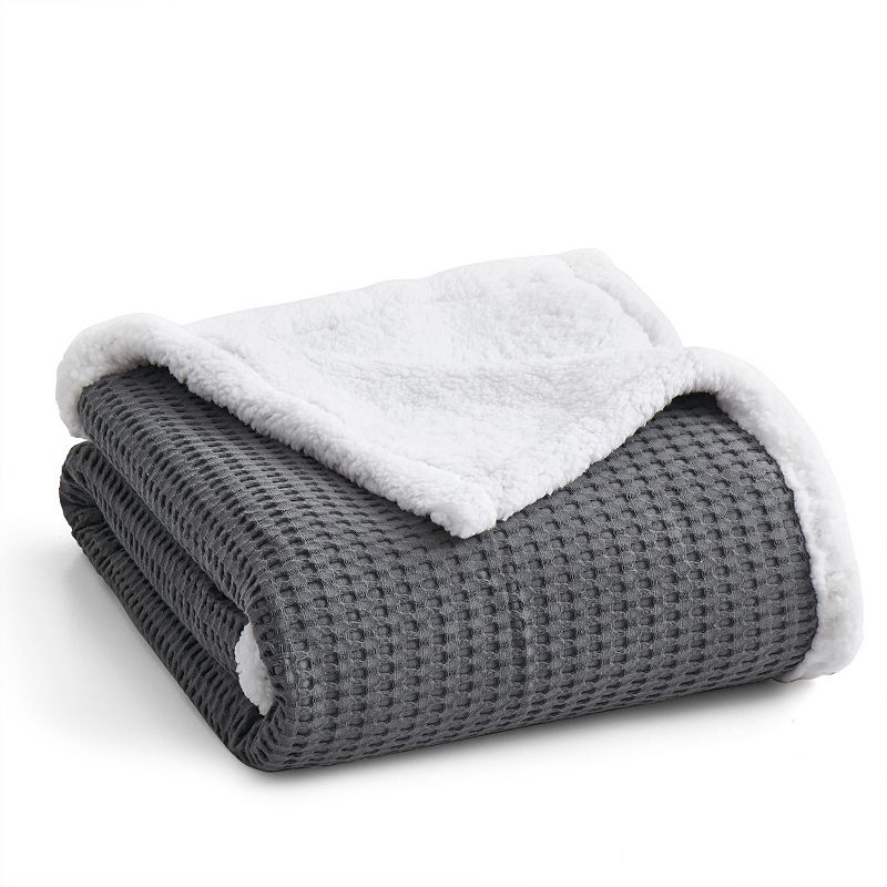 Levtex Home Mills Waffle Sherpa Throw, Black