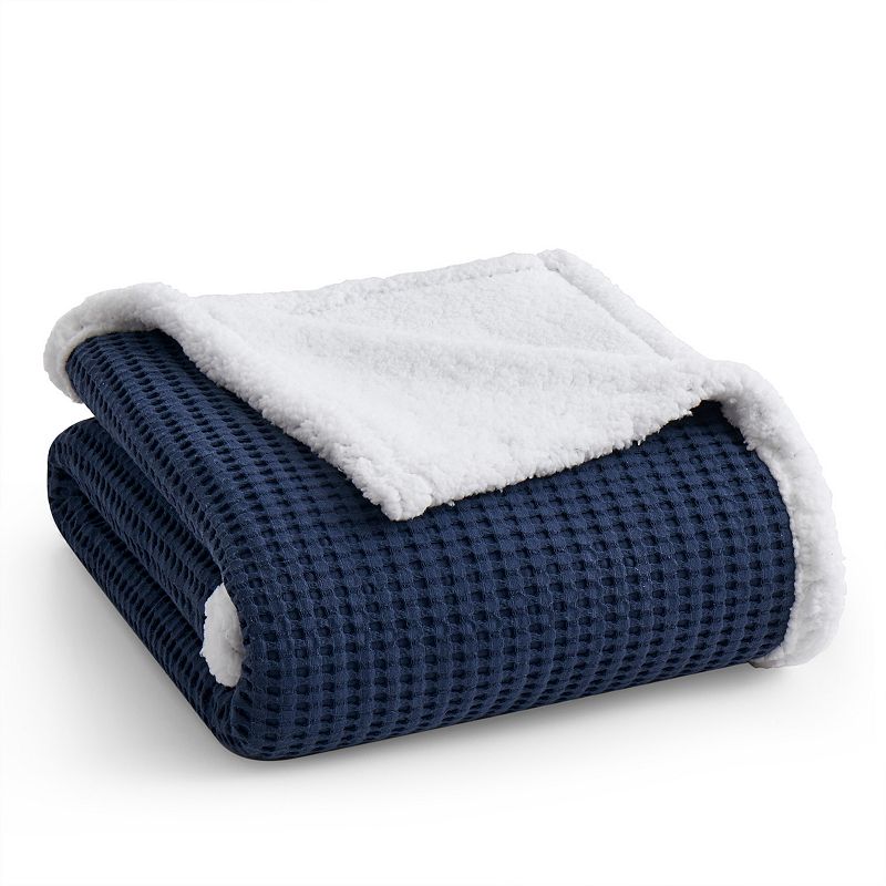 80789589 Levtex Home Mills Waffle Sherpa Throw, Blue sku 80789589