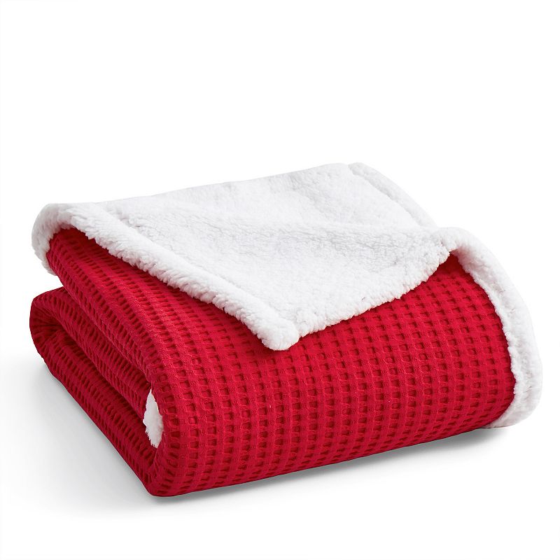 76838537 Levtex Home Mills Waffle Sherpa Throw, Red sku 76838537