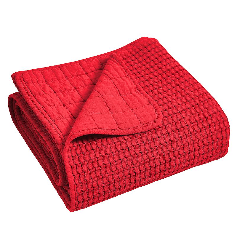 Levtex Home Mills Waffle Sherpa Throw, Red