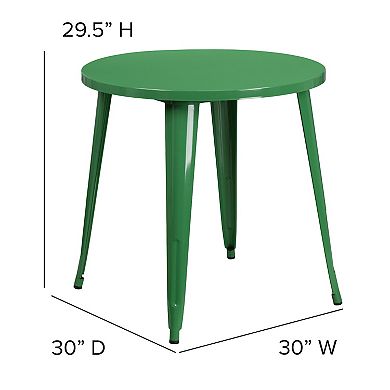 Emma and Oliver Commercial Grade 30" Round White Metal Indoor-Outdoor Table