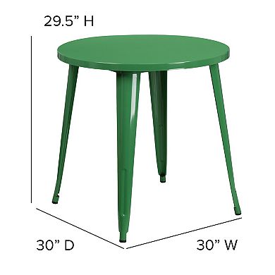 Emma and Oliver Commercial Grade 30" Round Black Metal Indoor-Outdoor Table