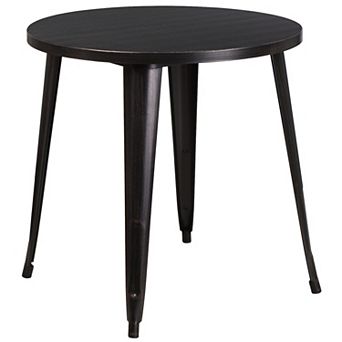 Emma and Oliver Commercial Grade 30" Round Black Metal Indoor-Outdoor Table