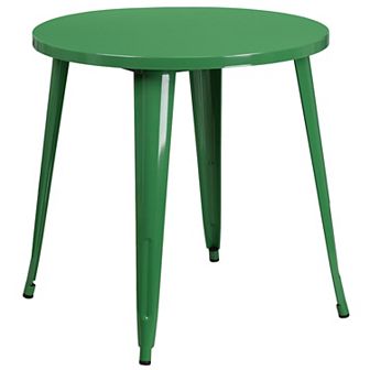 Emma and Oliver Commercial Grade 30" Round Black Metal Indoor-Outdoor Table