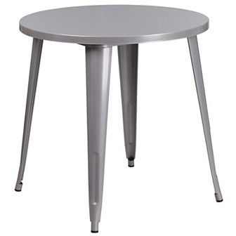 Emma and Oliver Commercial Grade 30" Round Black Metal Indoor-Outdoor Table