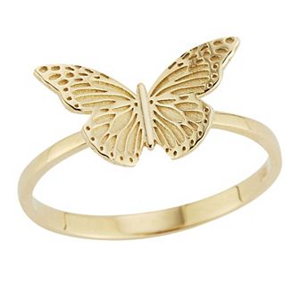 LUMINOR GOLD 14k Gold Textured Butterfly Ring