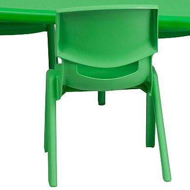 Emma and Oliver 24"W x 48"L Green Plastic Adjustable Activity Table Set-4 Chairs