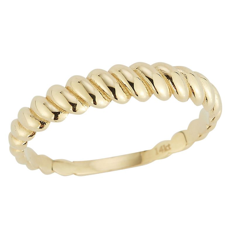 LUMINOR GOLD 14k Gold Graduated Twist Ring, Womens, Size: 7, Yellow