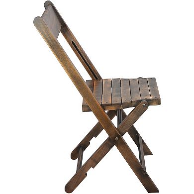 Emma and Oliver Slatted Wood Folding Wedding Chair - Event Chair - Antique Black