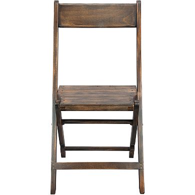 Emma and Oliver Slatted Wood Folding Wedding Chair - Event Chair - Antique Black