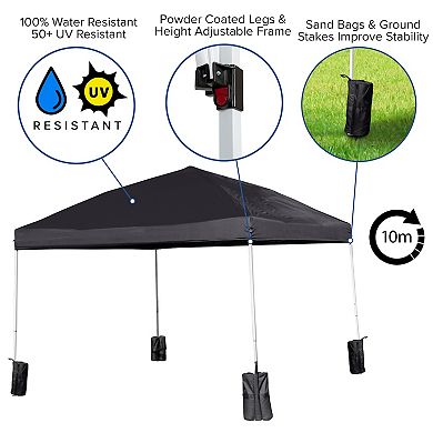 Emma and Oliver Ukko 10'x10'  Weather Resistant, UV Coated Pop Up Canopy Tent with Sandbags and Wheeled Case
