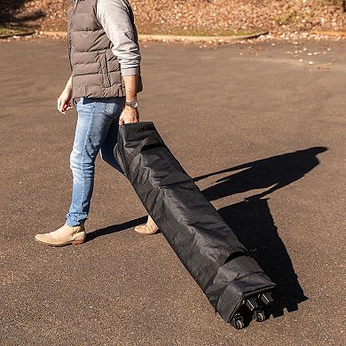 Emma and Oliver Ukko White 10'x10' Weather Resistant, UV Coated Pop Up Canopy Tent with Sandbags and Wheeled Case