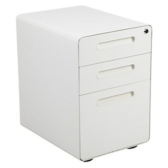Emma and Oliver Ergonomic 3-Drawer Mobile Locking Filing Cabinet Storage Organizer-Gray