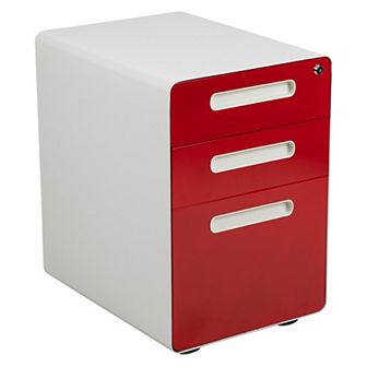 Emma and Oliver Ergonomic 3-Drawer Mobile Locking Filing Cabinet Storage Organizer-Gray