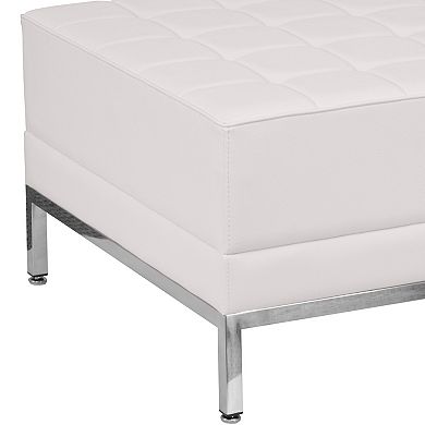 Emma and Oliver White LeatherSoft Quilted Tufted Modular Ottoman