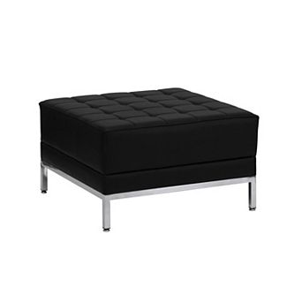 Emma and Oliver White LeatherSoft Quilted Tufted Modular Ottoman