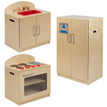 Emma and Oliver Children's Wooden Kitchen Set-Stove/Sink/Refrigerator for Commercial or Home Use