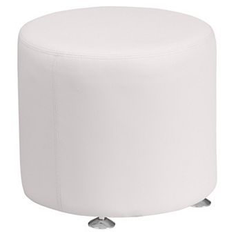 Emma and Oliver White LeatherSoft 18" Round Ottoman