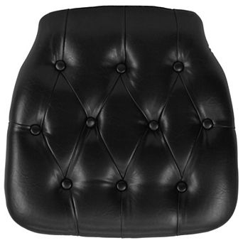 Emma and Oliver Indoor Hard Black Tufted Vinyl Chiavari/Dining Chair Cushion