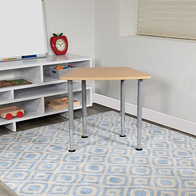 Emma and Oliver Hex Natural Collaborative Adjustable Student Desk - Home and Classroom