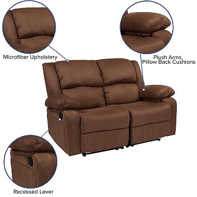Emma and Oliver Brown LeatherSoft Loveseat with Two Built-In Recliners