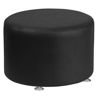Emma and Oliver Black LeatherSoft 24" Round Ottoman