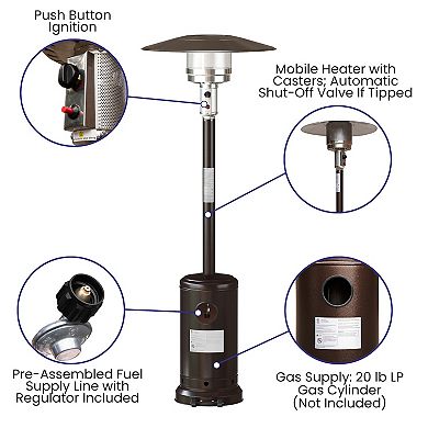 Emma and Oliver Outdoor Patio Heater - 7.5 Feet Round Steel Patio Heater - 40,000 BTU's