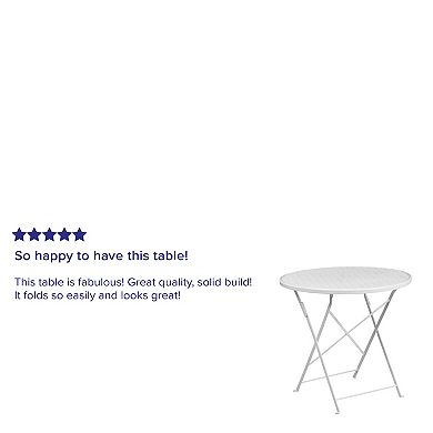 Emma and Oliver Commercial Grade 30" Round Sky Blue Indoor-Outdoor Steel Folding Patio Table