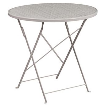 Emma and Oliver Commercial Grade 30" Round Gold Indoor-Outdoor Steel Folding Patio Table