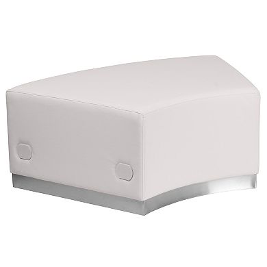 Emma and Oliver White LeatherSoft Backless Convex Chair with Brushed Steel Base