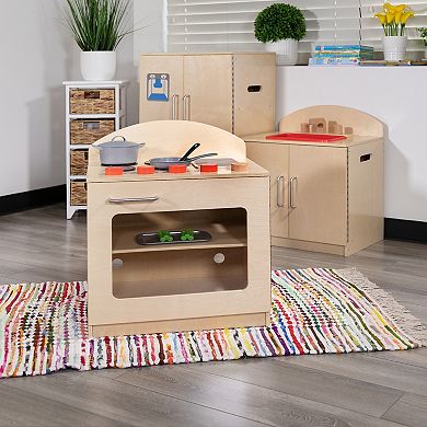 Emma and Oliver Children's Wooden Kitchen Stove with Turnable Knobs for Commercial or Home Use