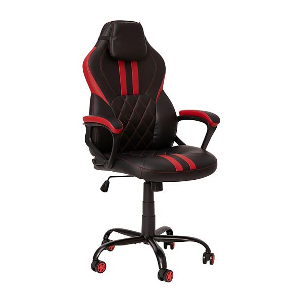 Emma + Oliver Black Ergonomic High Back Adjustable Gaming Chair with 4D Armrests, Head Pillow and Adjustable Lumbar Support with Black Stitching, Size