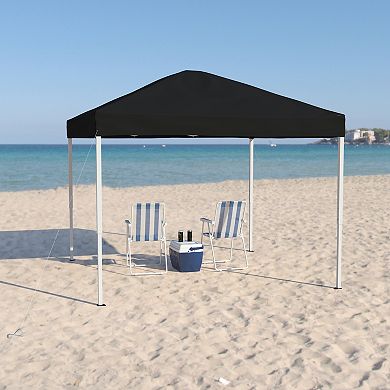 Emma and Oliver 10'x10' White Weather Resistant Easy Pop Up Event Straight Leg Instant Canopy Tent