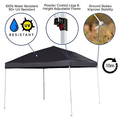 Emma and Oliver Tamar 8'x8'  Weather Resistant, UV Coated Pop Up Canopy Tent with Reinforced Corners, Height Adjustable Frame and Carry Bag