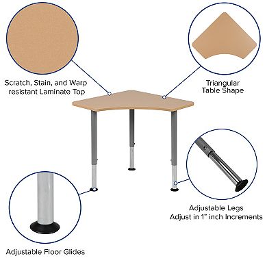 Emma And Oliver Hex Natural Collaborative Adjustable Student Desk Home And Classroom