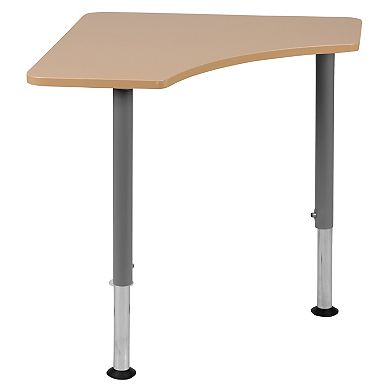 Emma and Oliver Triangular Natural Collaborative Adjustable Student Desk - Home and Classroom
