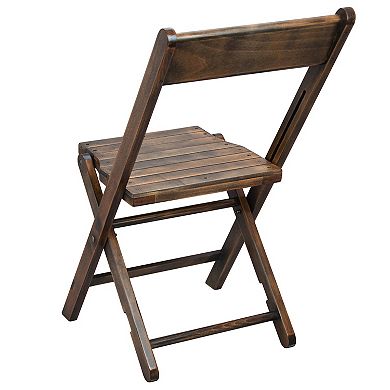 Emma and Oliver Slatted Wood Folding Wedding Chair - Event Chair - Antique Black, Set of 4